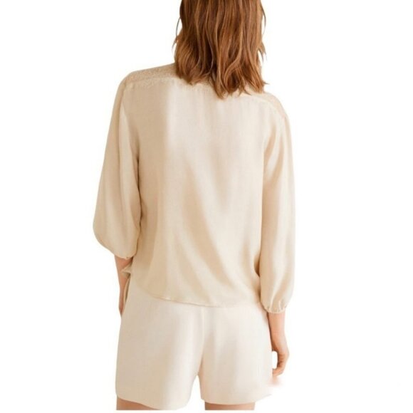 Mango Lace Appliqué Blouse Size L - Picture 2 of 6